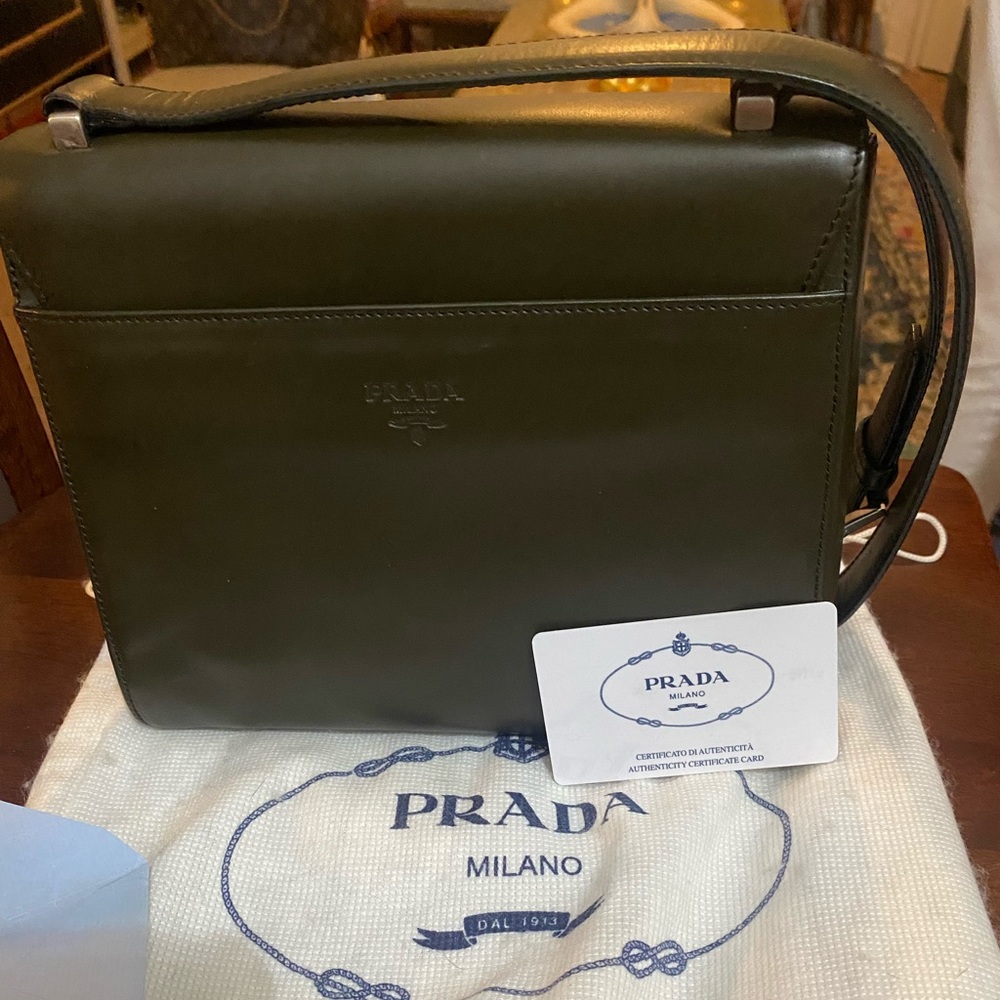 Prada green leather purse
